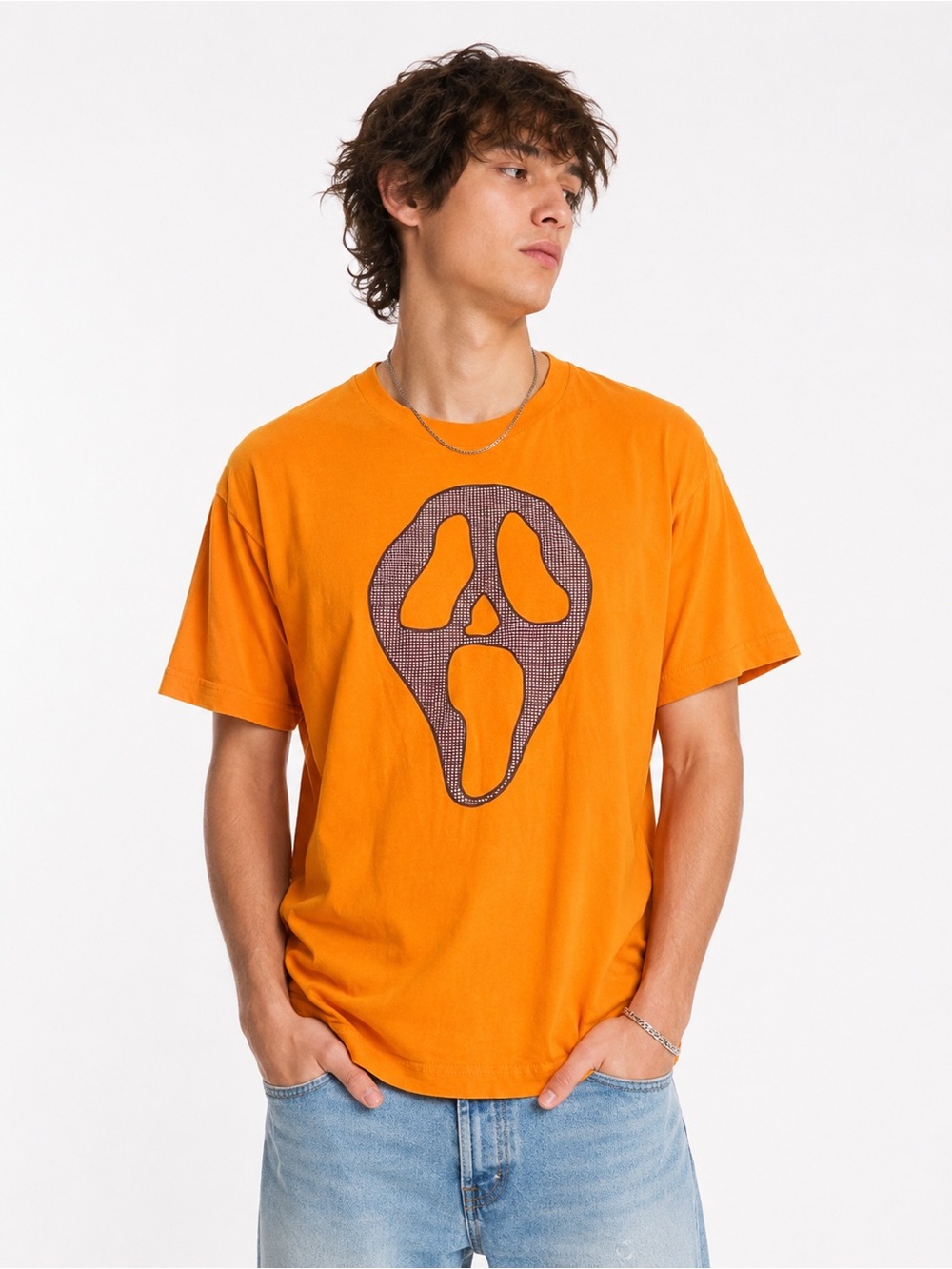 Orange Scream Ghostface Graphic Tee Halloween Y2K Horror Size L